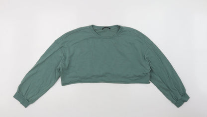 SheIn Womens Green  Cotton Pullover Sweatshirt Size XL   - Cropped