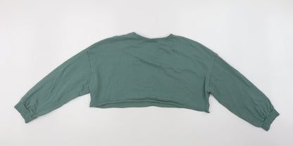 SheIn Womens Green  Cotton Pullover Sweatshirt Size XL   - Cropped