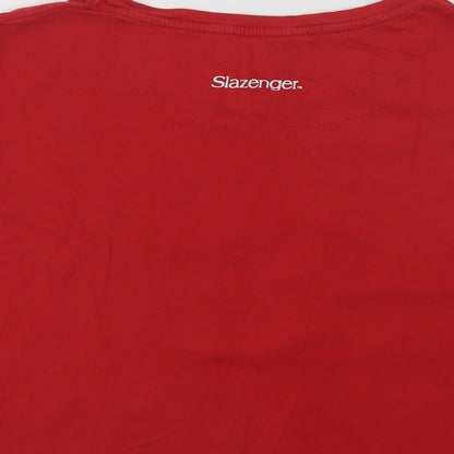 Slaz Womens Red  Cotton Cropped T-Shirt Size 14 Crew Neck