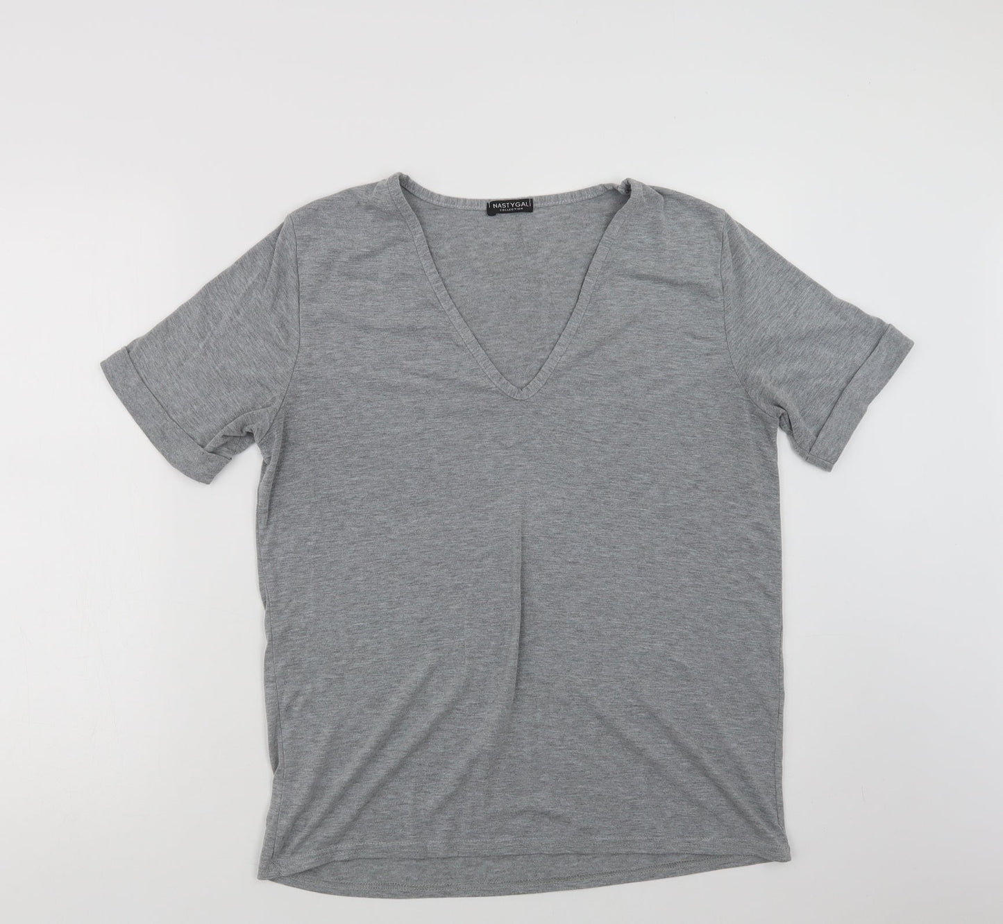 Womens UK Size M Nasty Gal Grey Basic T-Shirt