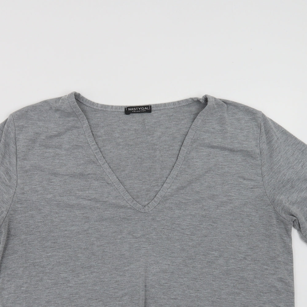Womens UK Size M Nasty Gal Grey Basic T-Shirt