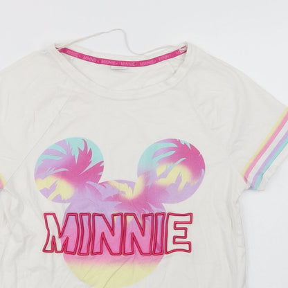 F&F Womens White  Cotton Top Pyjama Top Size 8   - Minnie Mouse
