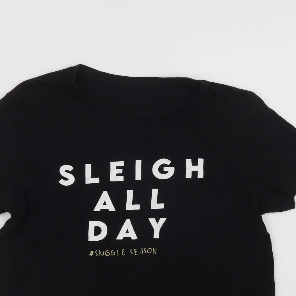 George Womens Black  Cotton Basic T-Shirt Size 8 Crew Neck - Sleigh All Day