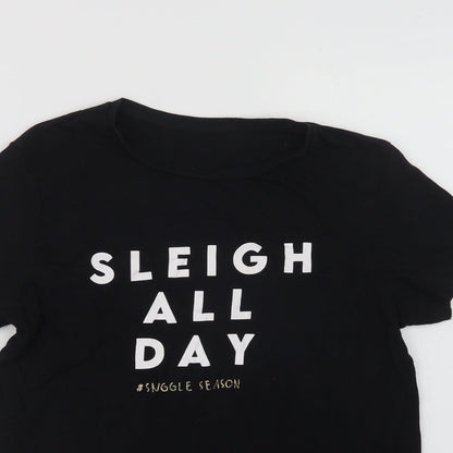 George Womens Black  Cotton Basic T-Shirt Size 8 Crew Neck - Sleigh All Day