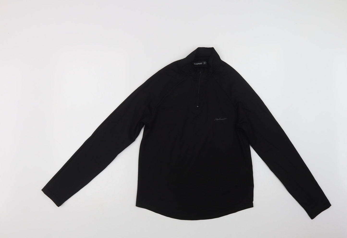 Boohoo Womens Black  Polyester Henley Sweatshirt Size 10  Zip