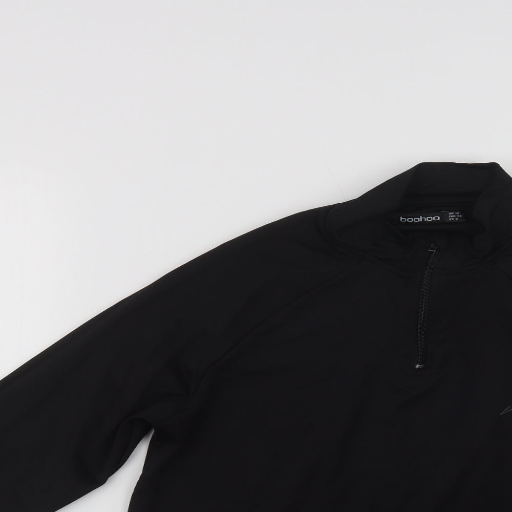 Boohoo Womens Black  Polyester Henley Sweatshirt Size 10  Zip