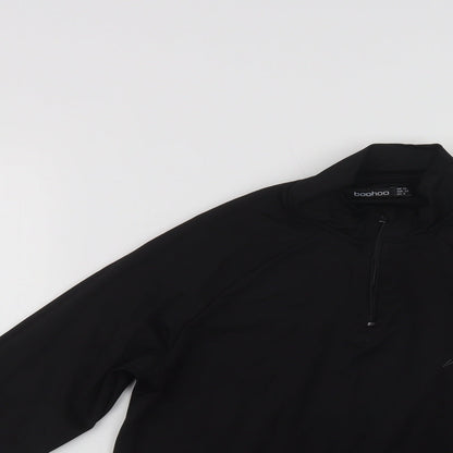 Boohoo Womens Black  Polyester Henley Sweatshirt Size 10  Zip