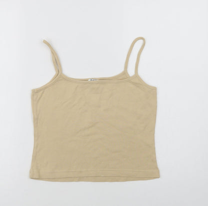 Bay Womens Beige  Cotton Camisole Tank Size 14 Square Neck