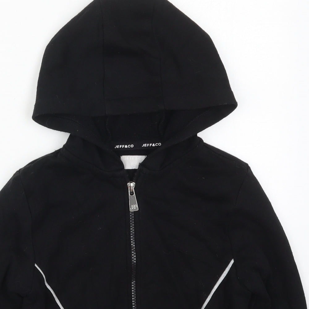 Jeff&Co Boys Black  Cotton Full Zip Hoodie Size 7-8 Years  Zip