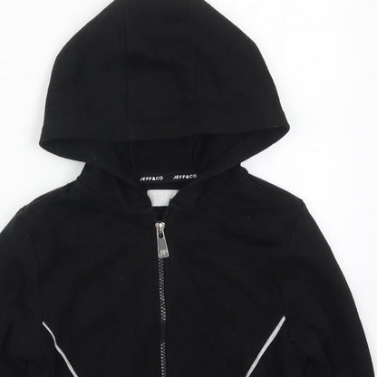 Jeff&Co Boys Black  Cotton Full Zip Hoodie Size 7-8 Years  Zip