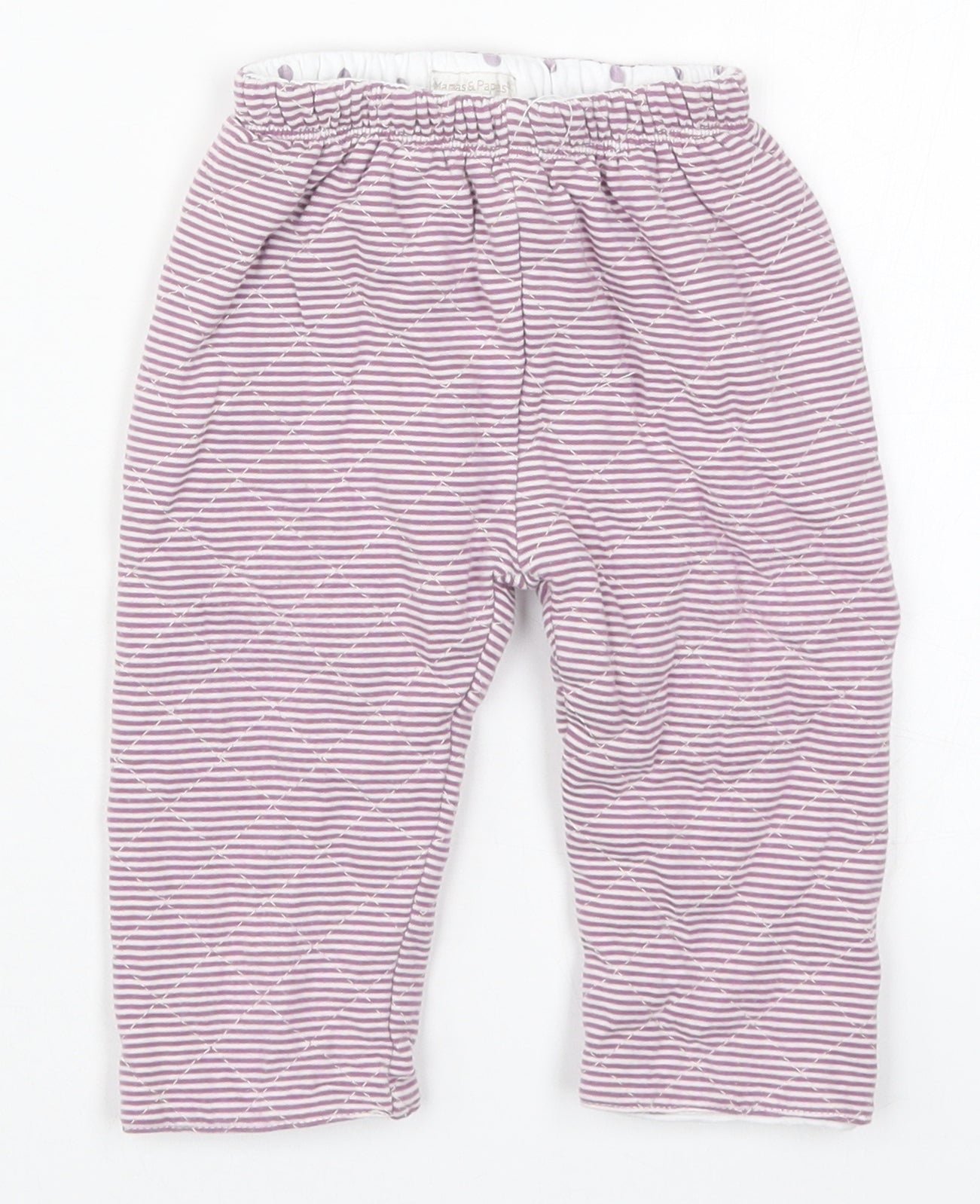 mamas & papas Girls Purple Striped Cotton Sweatpants Trousers Size 6-9 Months   - Pyjama Pants