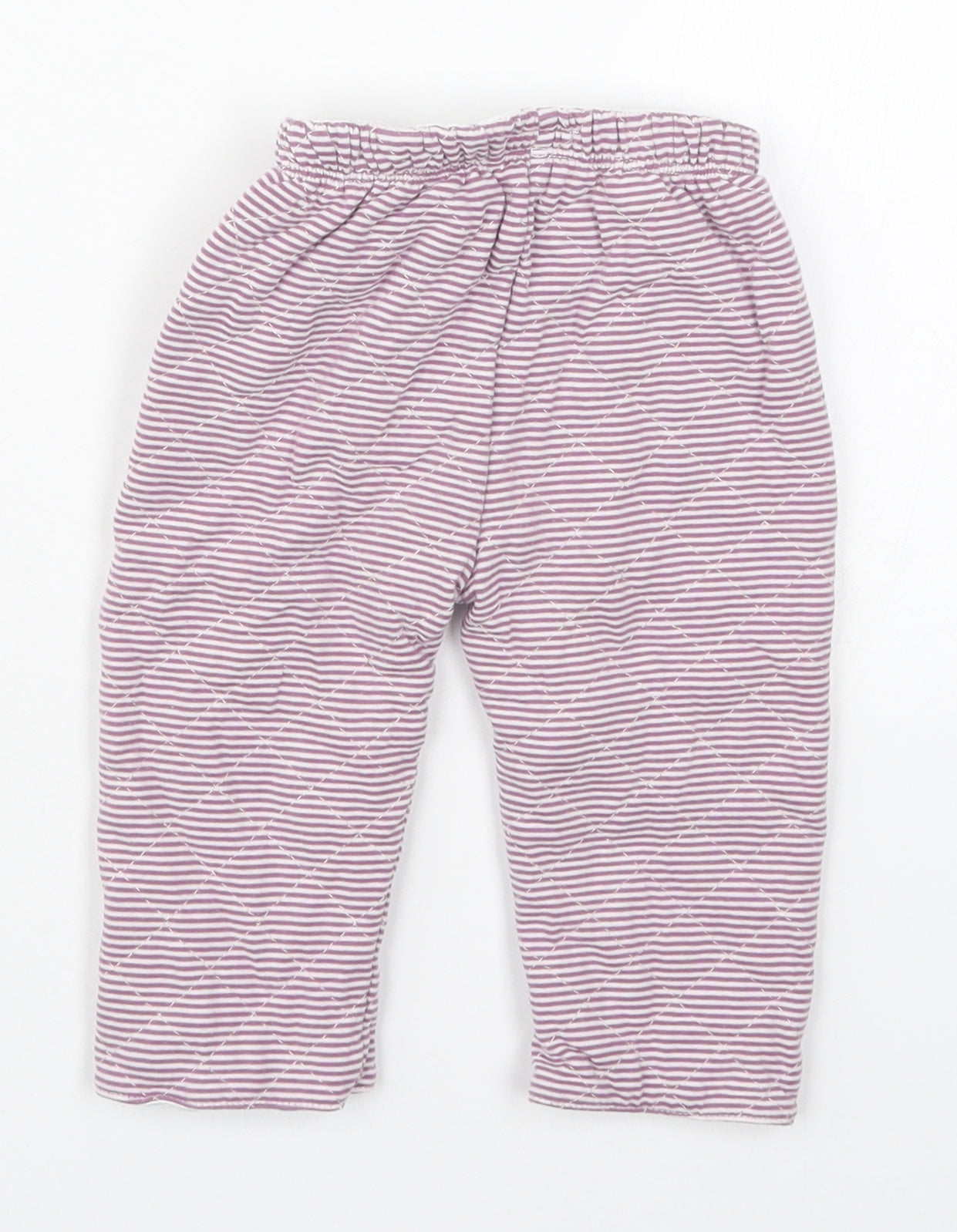 mamas & papas Girls Purple Striped Cotton Sweatpants Trousers Size 6-9 Months   - Pyjama Pants