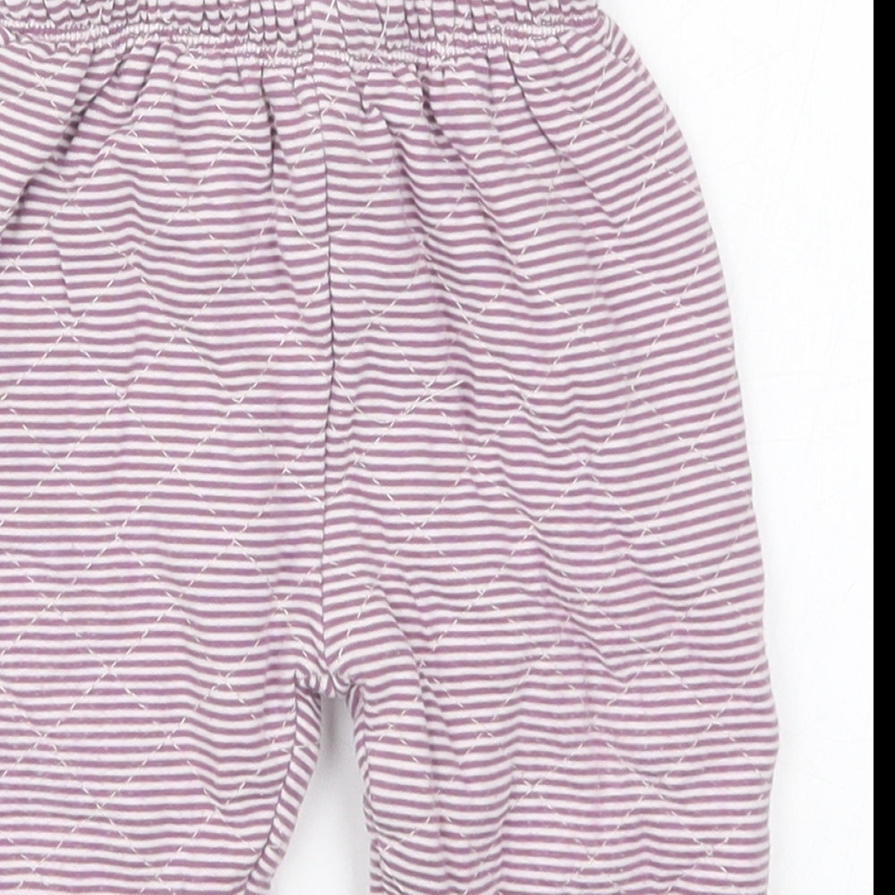 mamas & papas Girls Purple Striped Cotton Sweatpants Trousers Size 6-9 Months   - Pyjama Pants