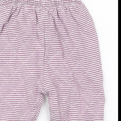mamas & papas Girls Purple Striped Cotton Sweatpants Trousers Size 6-9 Months   - Pyjama Pants