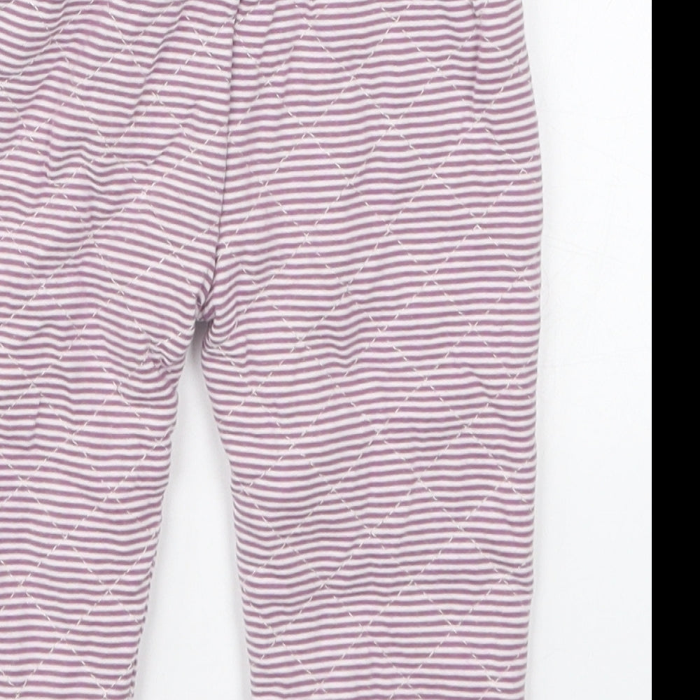 mamas & papas Girls Purple Striped Cotton Sweatpants Trousers Size 6-9 Months   - Pyjama Pants