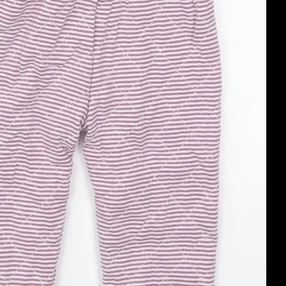 mamas & papas Girls Purple Striped Cotton Sweatpants Trousers Size 6-9 Months   - Pyjama Pants
