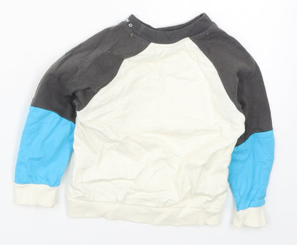 Studio Boys Ivory Colourblock Cotton Basic T-Shirt Size 12-18 Months Crew Neck Pullover - Blue Free to Be Nice