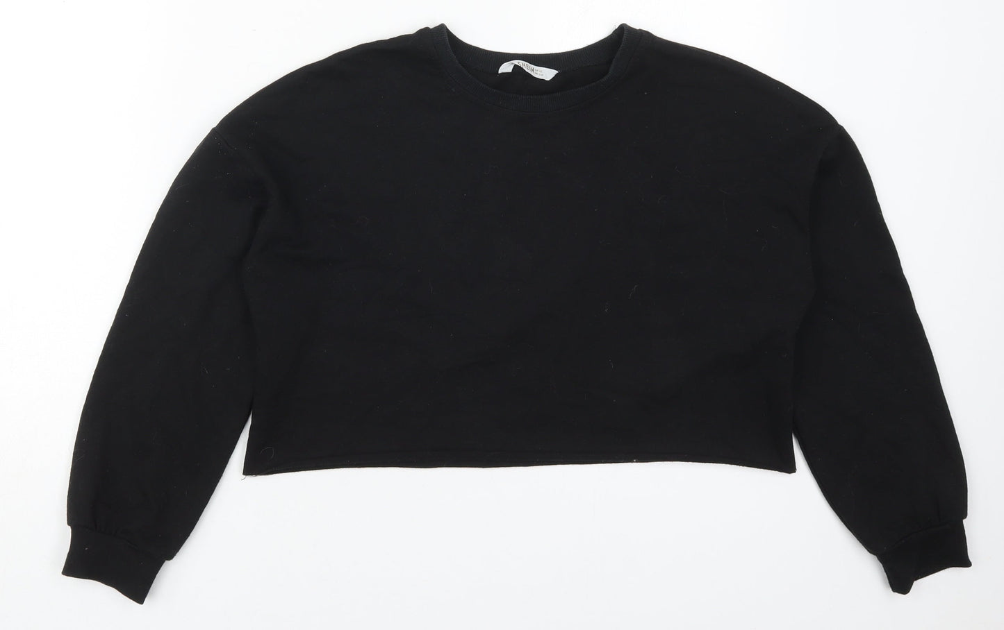 SheIn Girls Black  Cotton Pullover Sweatshirt Size 11-12 Years  Pullover