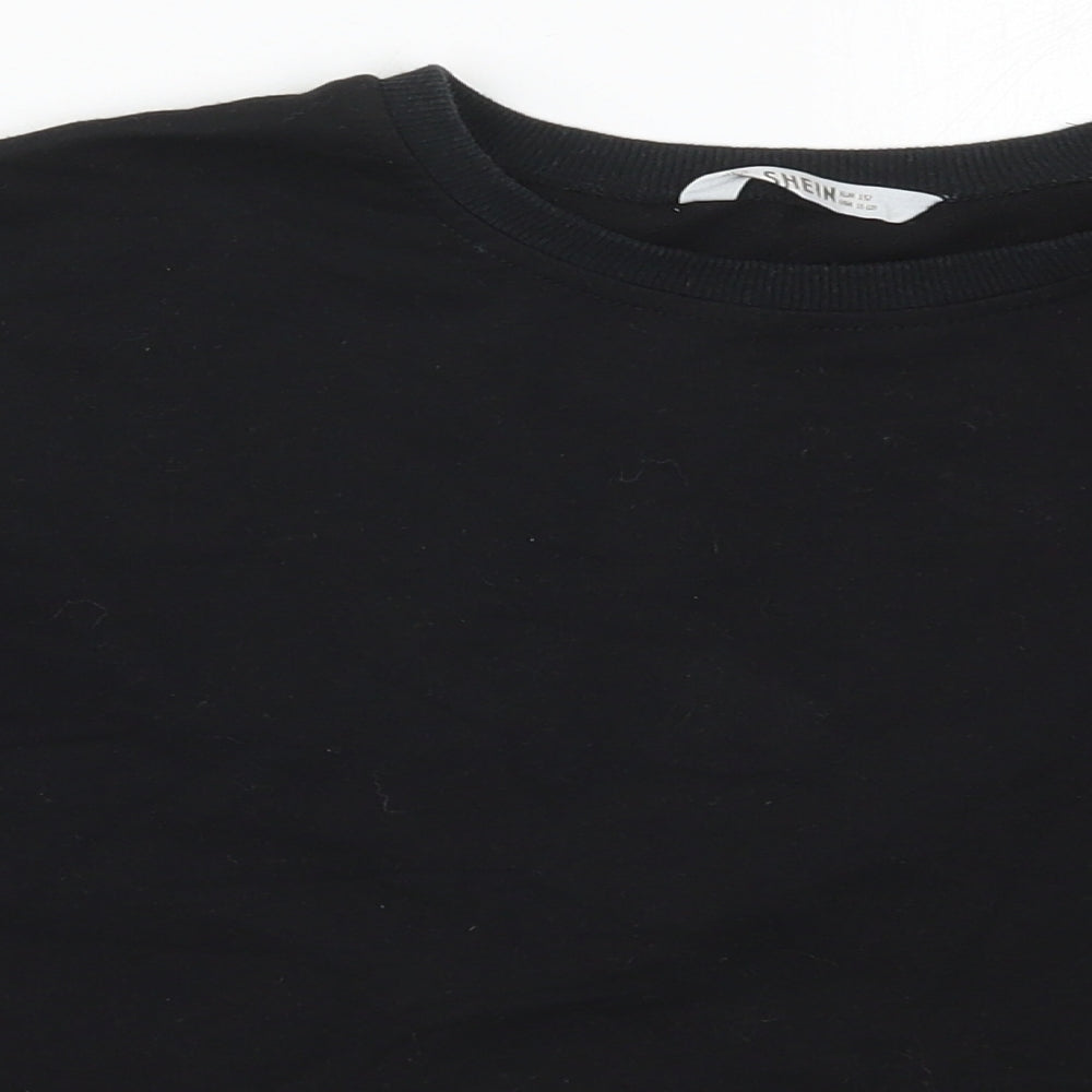 SheIn Girls Black  Cotton Pullover Sweatshirt Size 11-12 Years  Pullover