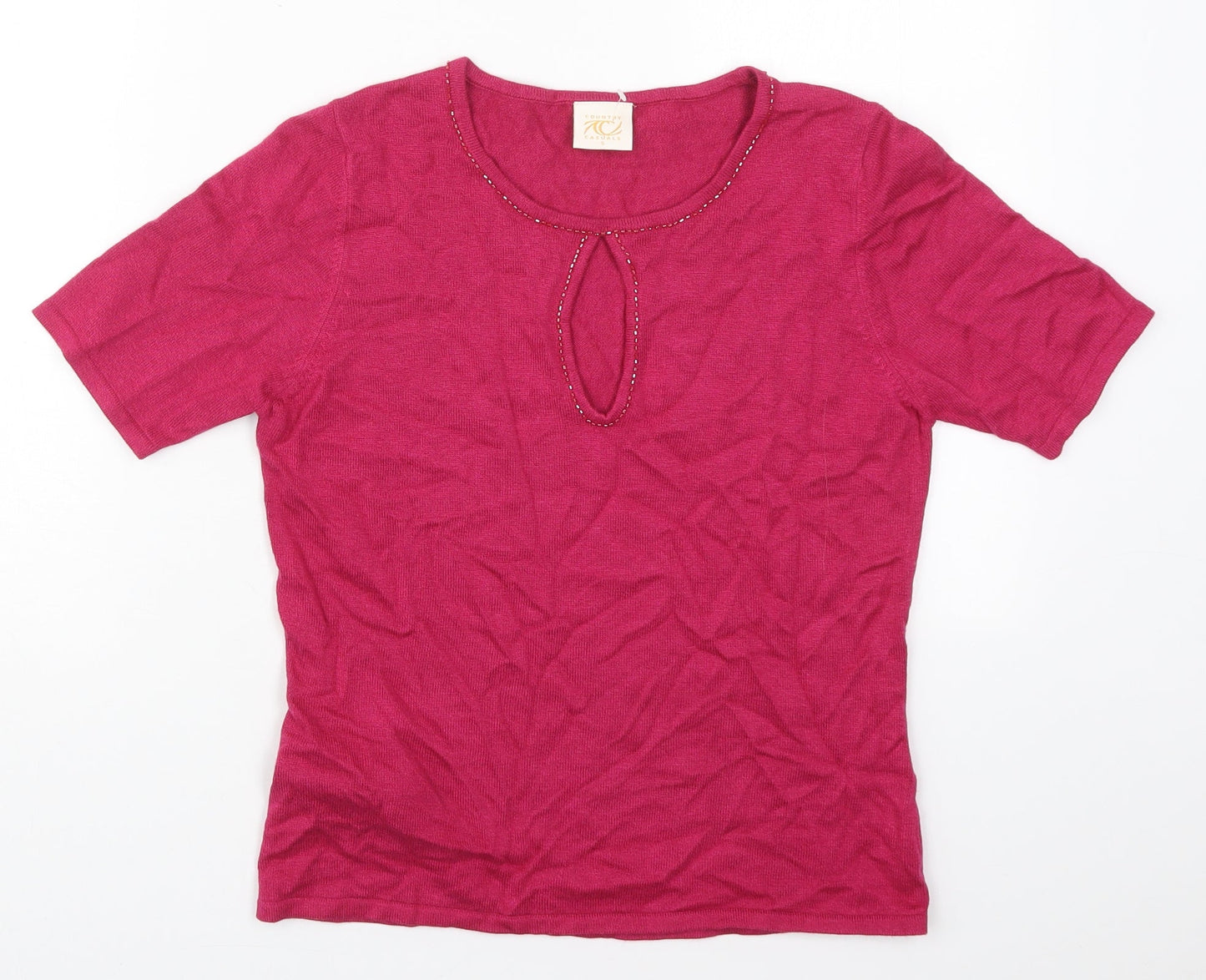Womens UK Size S Country Casuals Pink Basic T-Shirt