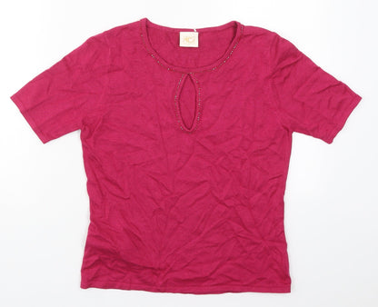 Womens UK Size S Country Casuals Pink Basic T-Shirt