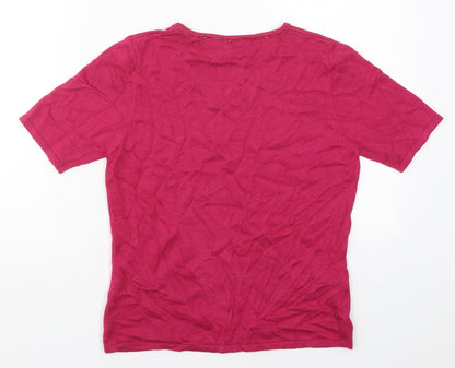 Womens UK Size S Country Casuals Pink Basic T-Shirt
