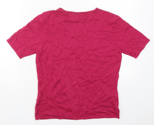 Womens UK Size S Country Casuals Pink Basic T-Shirt