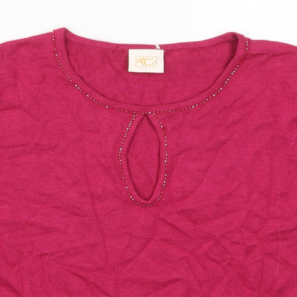 Womens UK Size S Country Casuals Pink Basic T-Shirt
