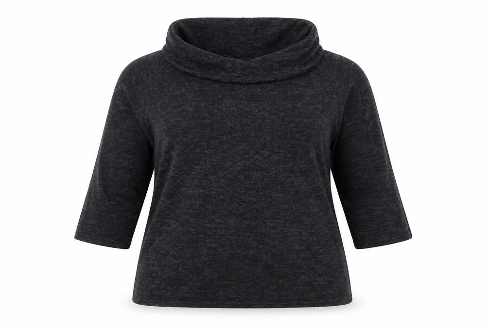 Front view of Classics women’s grey viscose basic t-shirt, size UK 14, roll neck