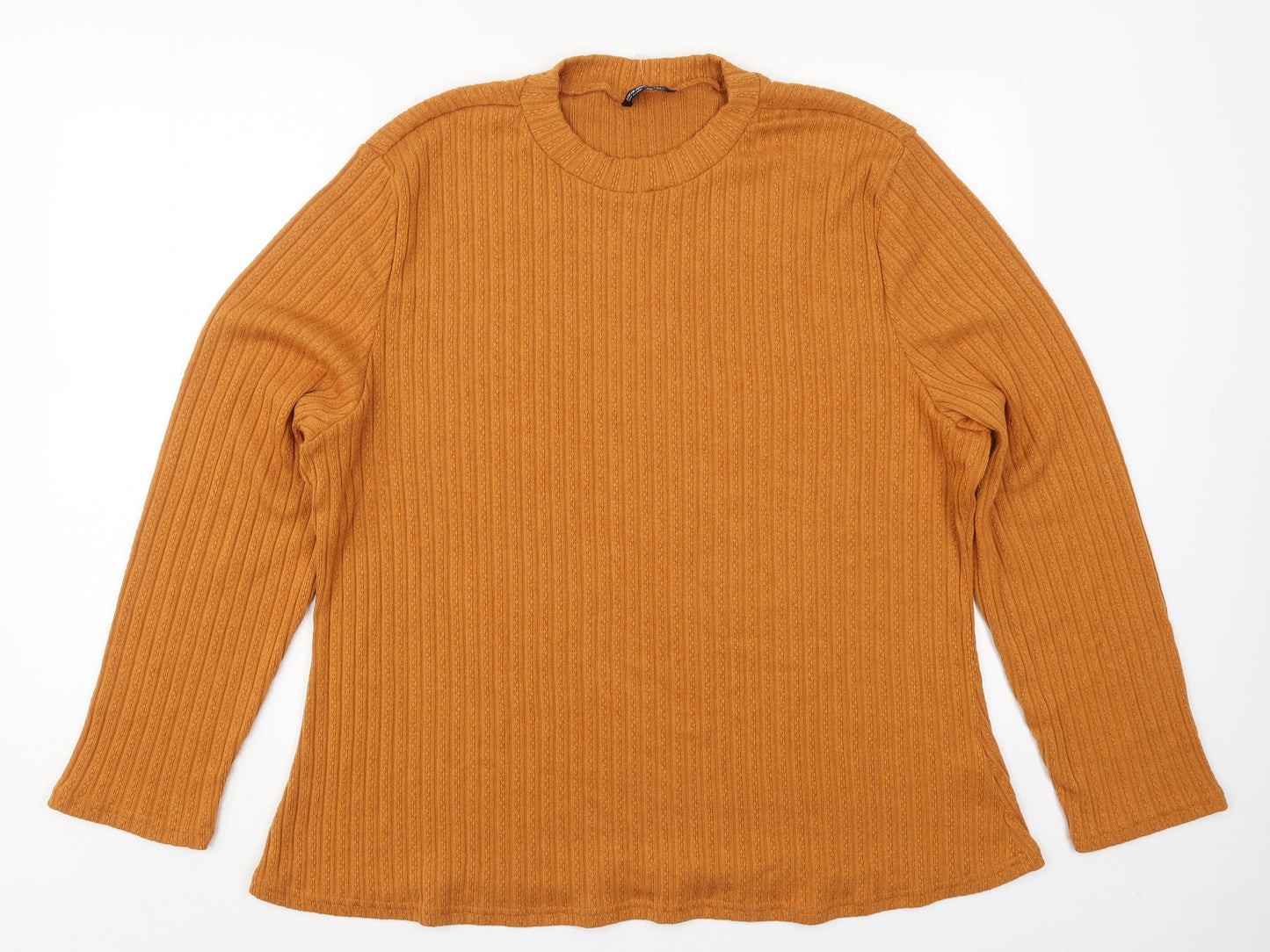 SheIn Womens Orange Round Neck  Cotton Pullover Jumper One Size