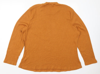 SheIn Womens Orange Round Neck  Cotton Pullover Jumper One Size