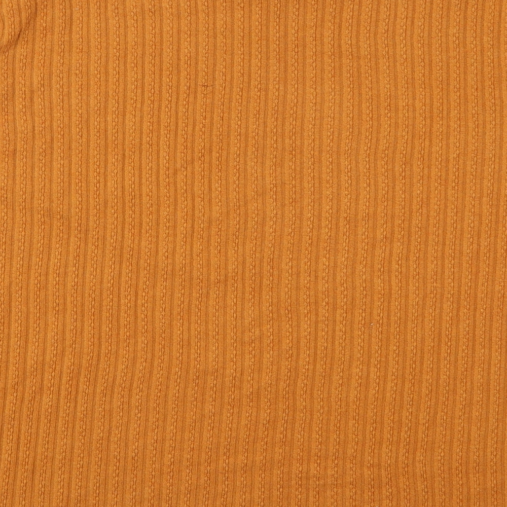 SheIn Womens Orange Round Neck  Cotton Pullover Jumper One Size