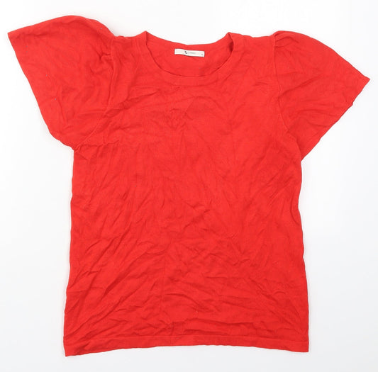 TU Womens Red Round Neck  Viscose Pullover Jumper Size 12