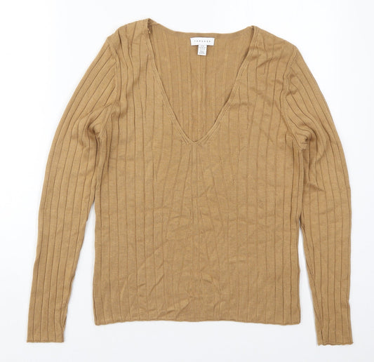 Womens UK Size M Topshop Brown Pullover Jumper