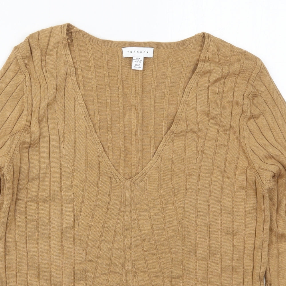 Womens UK Size M Topshop Brown Pullover Jumper