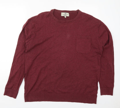 NEXT Mens Red Round Neck  Cotton Pullover Jumper Size 2XL