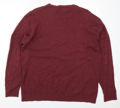 NEXT Mens Red Round Neck  Cotton Pullover Jumper Size 2XL