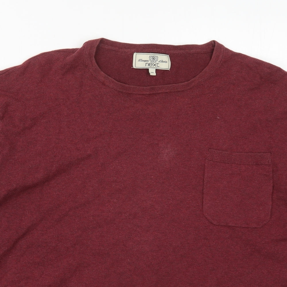 NEXT Mens Red Round Neck  Cotton Pullover Jumper Size 2XL