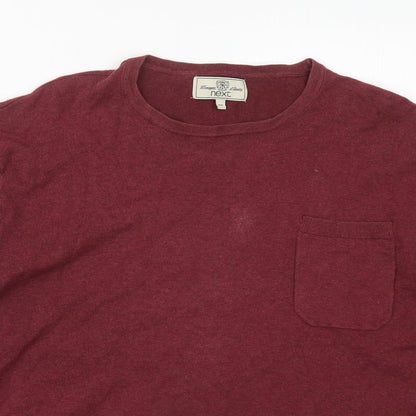 NEXT Mens Red Round Neck  Cotton Pullover Jumper Size 2XL