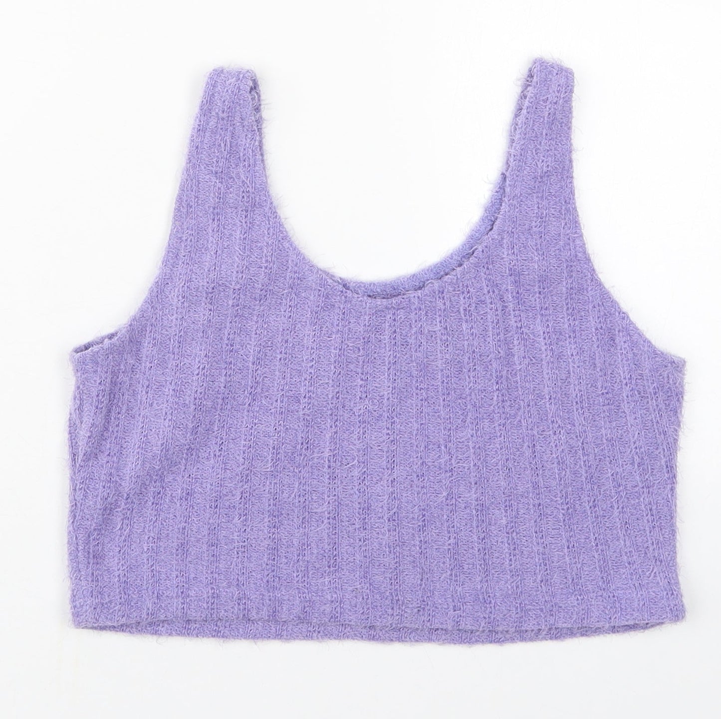 SheIn Womens Purple  Polyester Cropped Tank Size L Scoop Neck