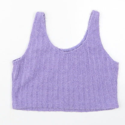 SheIn Womens Purple  Polyester Cropped Tank Size L Scoop Neck