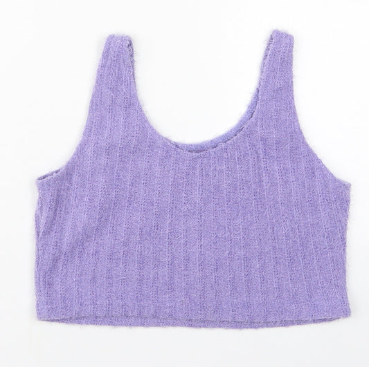 SheIn Womens Purple  Polyester Cropped Tank Size L Scoop Neck
