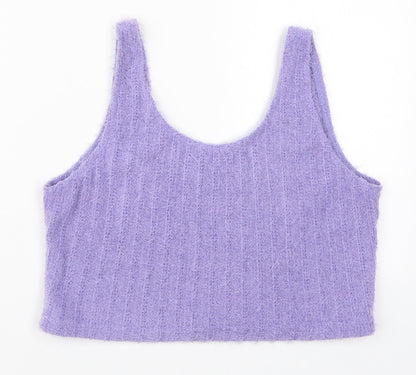 SheIn Womens Purple  Polyester Cropped Tank Size L Scoop Neck