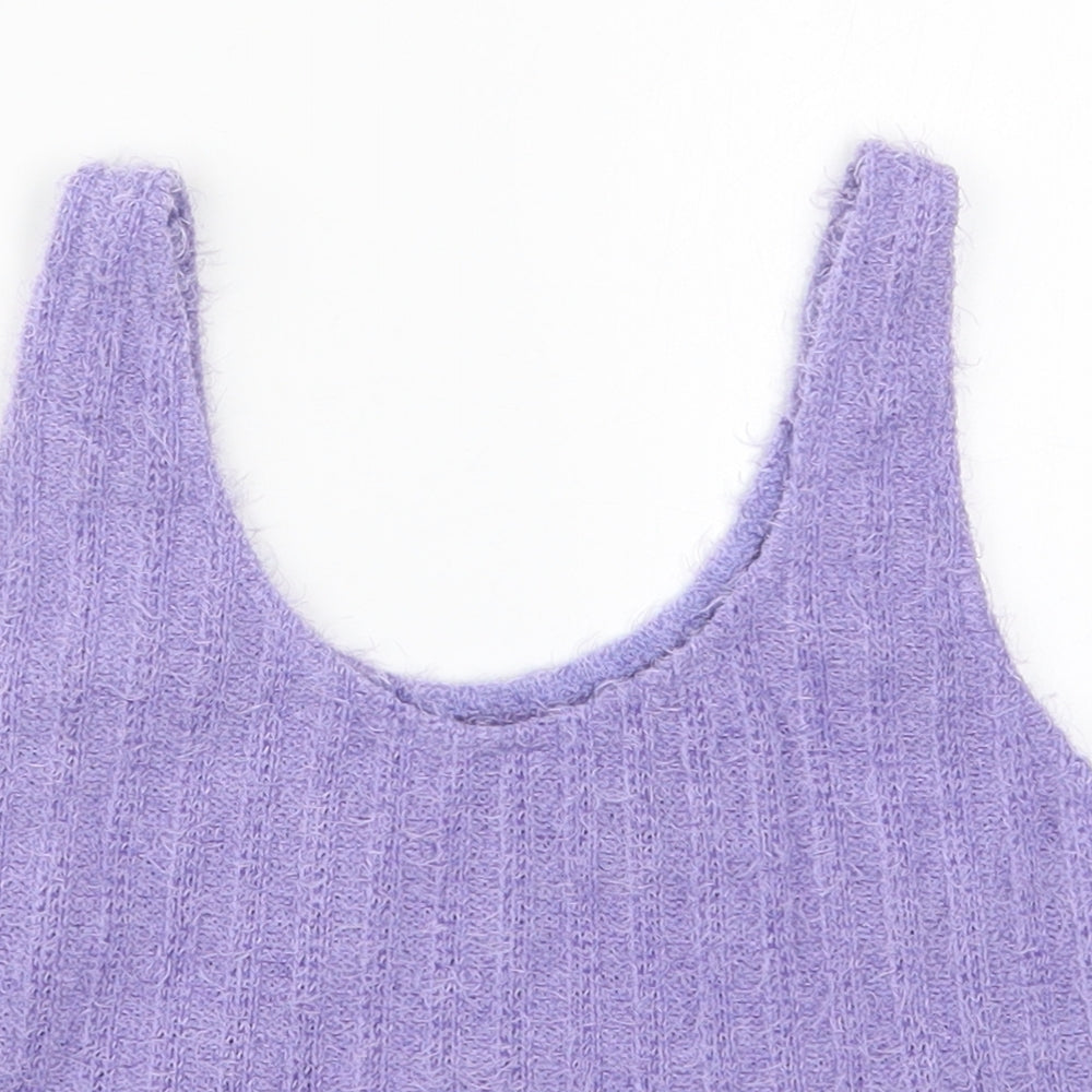 SheIn Womens Purple  Polyester Cropped Tank Size L Scoop Neck