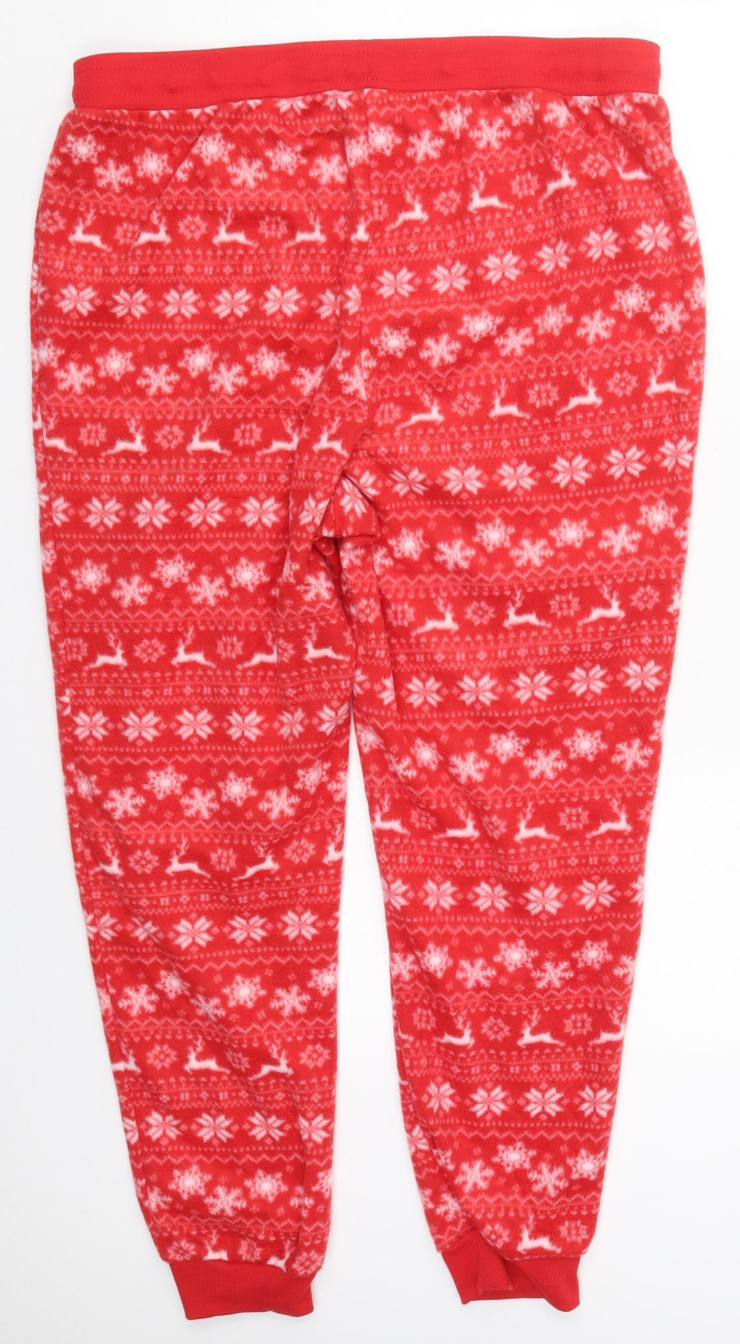 Studio Womens Red Geometric Polyester Trousers  Size 16 L27 in Regular Drawstring - Pyjama Pants
