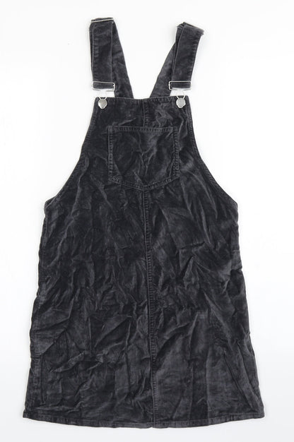 Primark Womens Grey  100% Cotton Dungaree One-Piece Size 4  Buckle