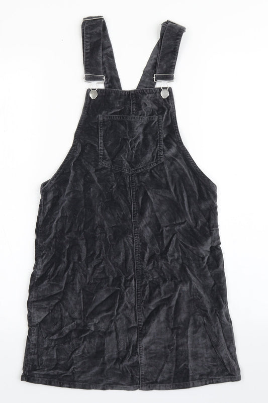 Primark Womens Grey  100% Cotton Dungaree One-Piece Size 4  Buckle