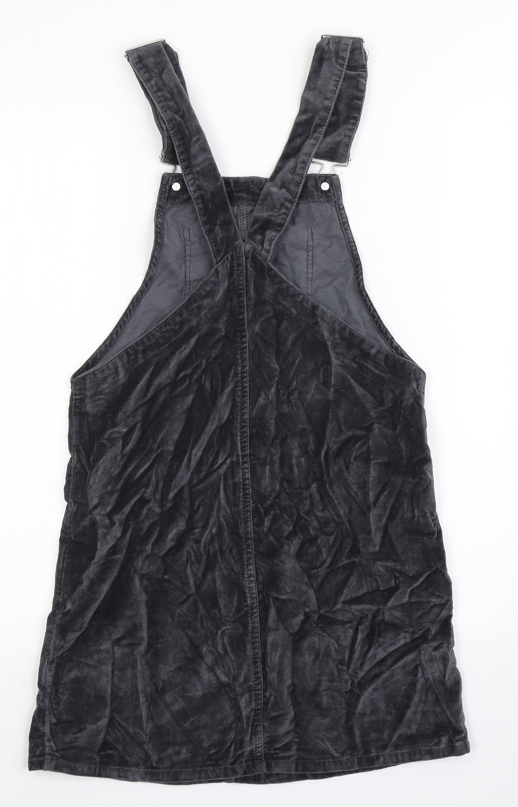 Primark Womens Grey  100% Cotton Dungaree One-Piece Size 4  Buckle