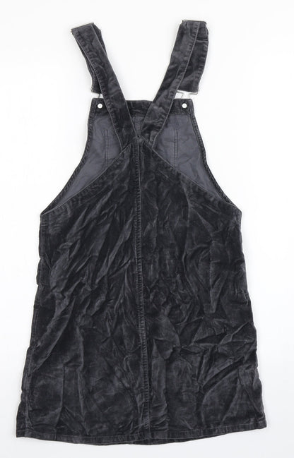 Primark Womens Grey  100% Cotton Dungaree One-Piece Size 4  Buckle