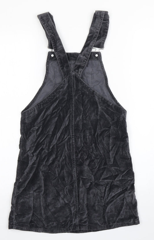 Primark Womens Grey  100% Cotton Dungaree One-Piece Size 4  Buckle